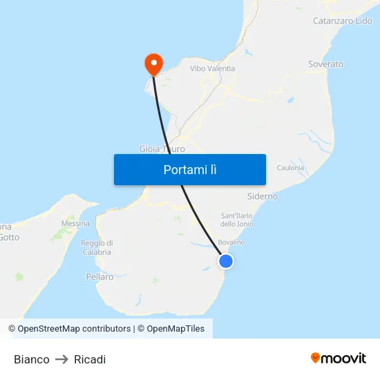 Bianco to Ricadi map