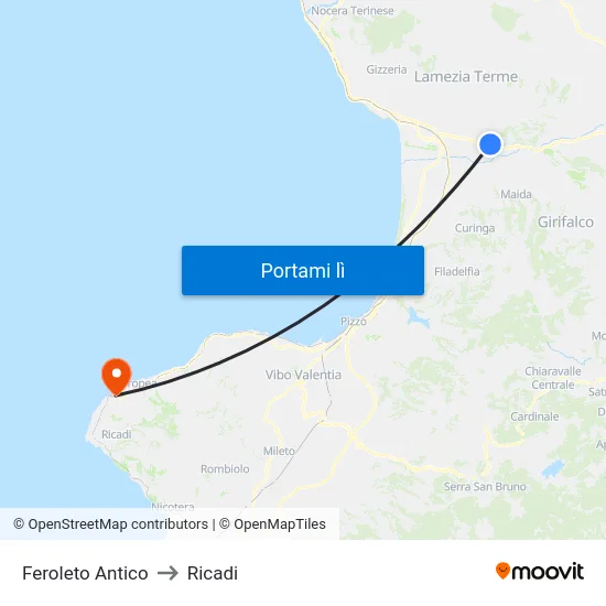 Feroleto Antico to Ricadi map