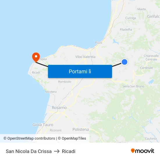 San Nicola Da Crissa to Ricadi map
