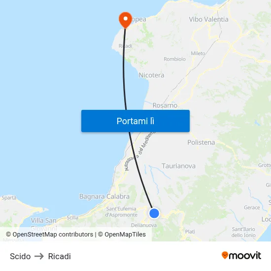 Scido to Ricadi map