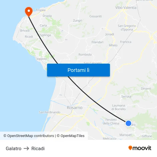 Galatro to Ricadi map