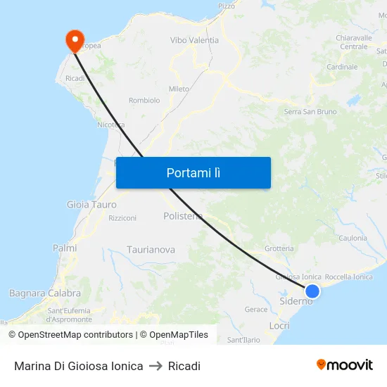 Marina Di Gioiosa Ionica to Ricadi map