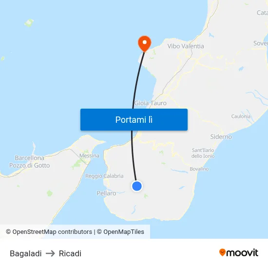 Bagaladi to Ricadi map