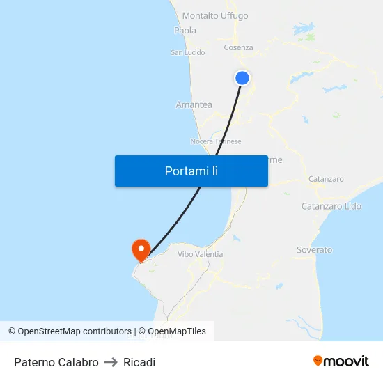 Paterno Calabro to Ricadi map