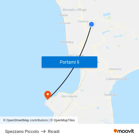 Spezzano Piccolo to Ricadi map