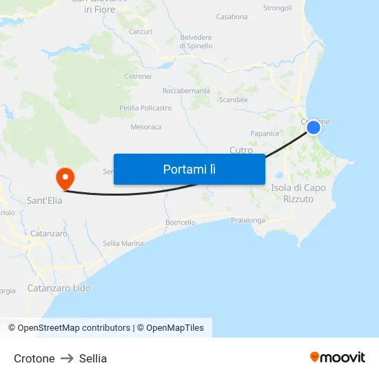 Crotone to Sellia map