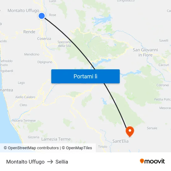 Montalto Uffugo to Sellia map