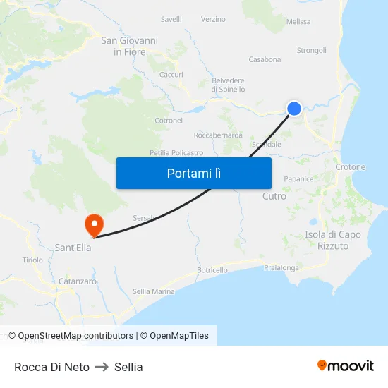 Rocca Di Neto to Sellia map