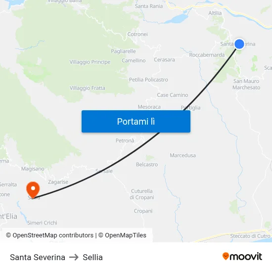 Santa Severina to Sellia map