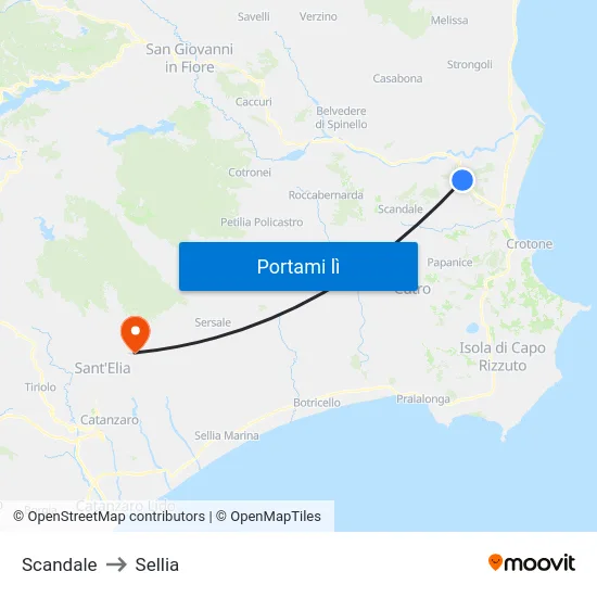 Scandale to Sellia map