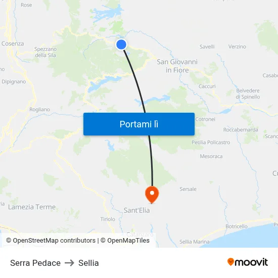 Serra Pedace to Sellia map