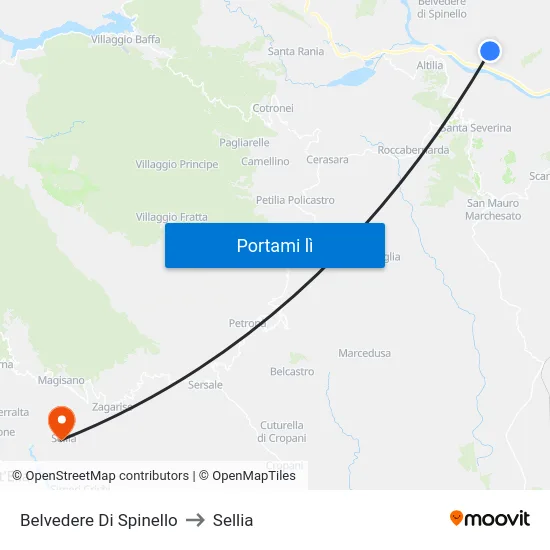Belvedere Di Spinello to Sellia map