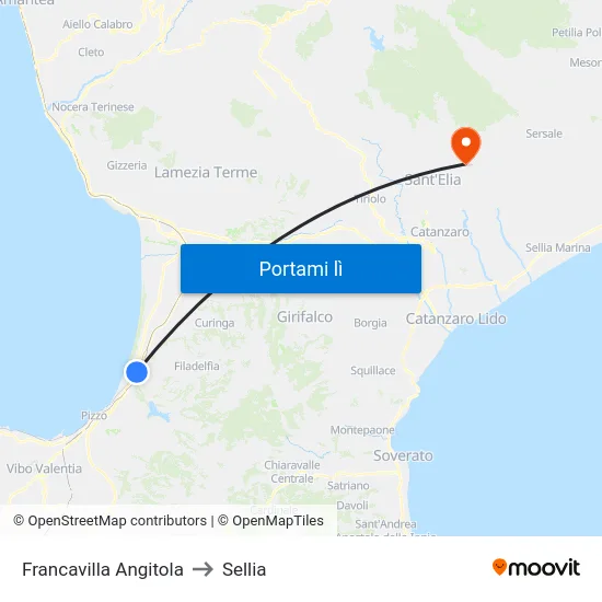 Francavilla Angitola to Sellia map