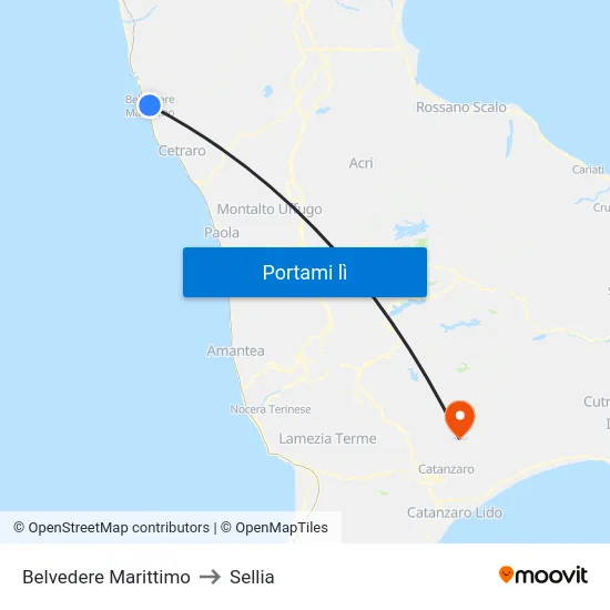 Belvedere Marittimo to Sellia map