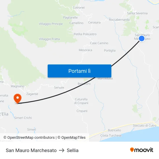 San Mauro Marchesato to Sellia map
