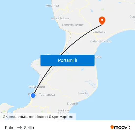 Palmi to Sellia map