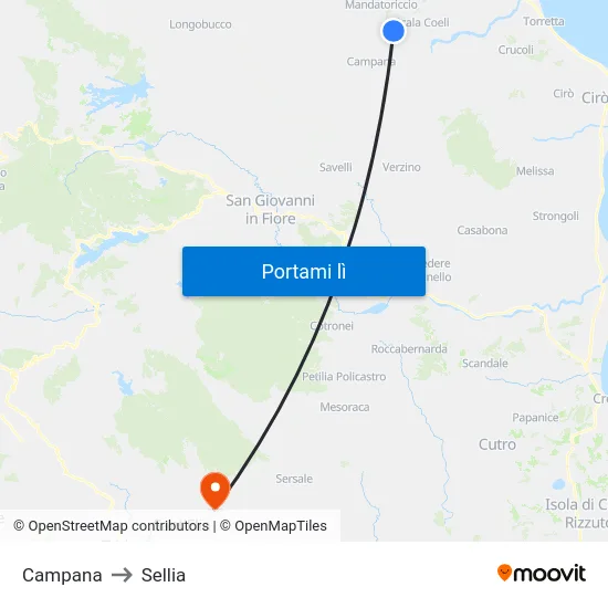 Campana to Sellia map