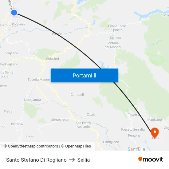 Santo Stefano Di Rogliano to Sellia map