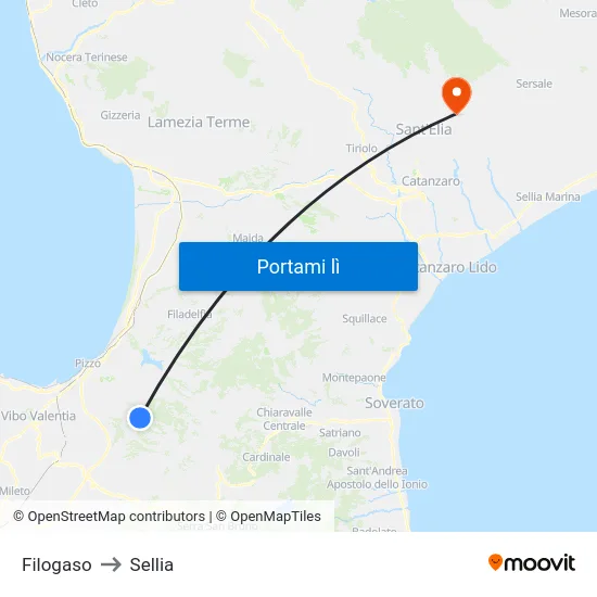 Filogaso to Sellia map