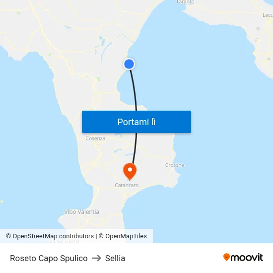 Roseto Capo Spulico to Sellia map