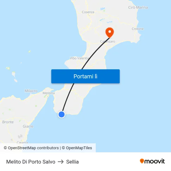 Melito Di Porto Salvo to Sellia map