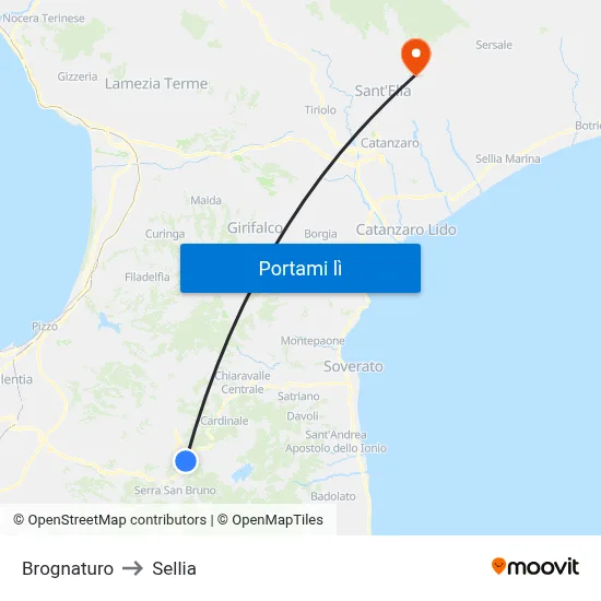 Brognaturo to Sellia map