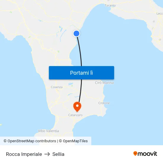 Rocca Imperiale to Sellia map