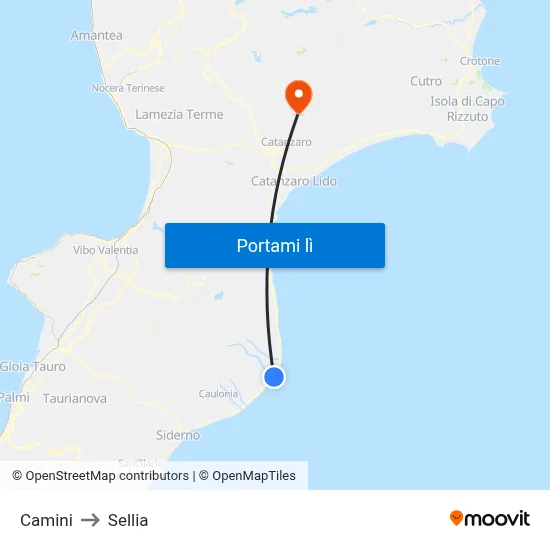 Camini to Sellia map