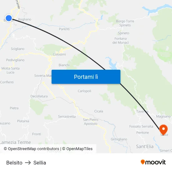 Belsito to Sellia map