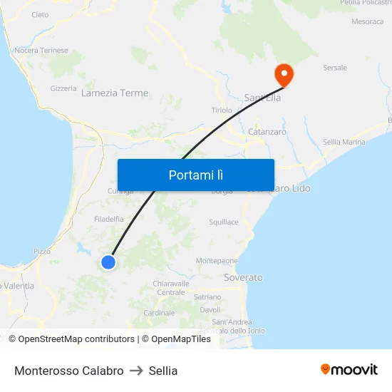 Monterosso Calabro to Sellia map