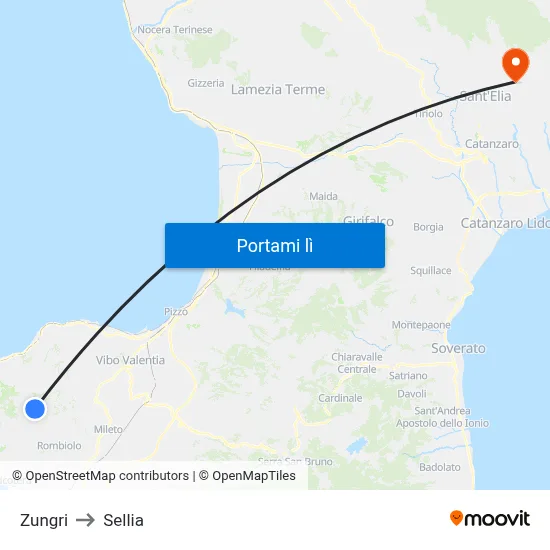 Zungri to Sellia map