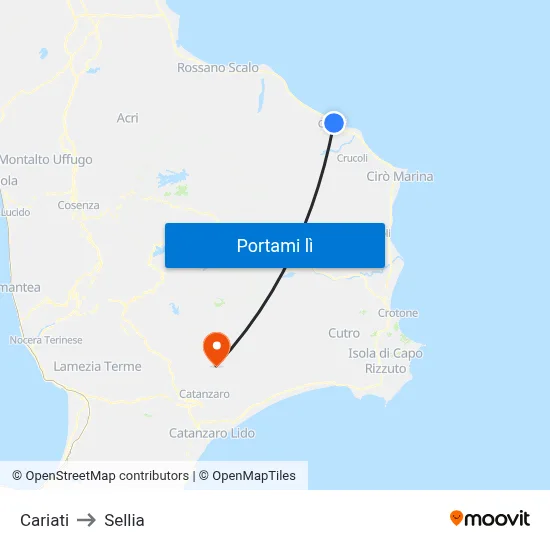 Cariati to Sellia map