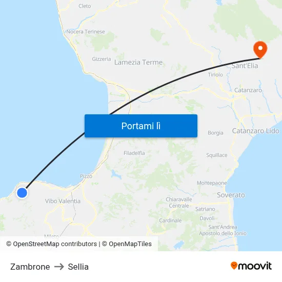 Zambrone to Sellia map