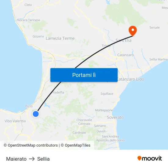 Maierato to Sellia map