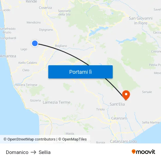 Domanico to Sellia map