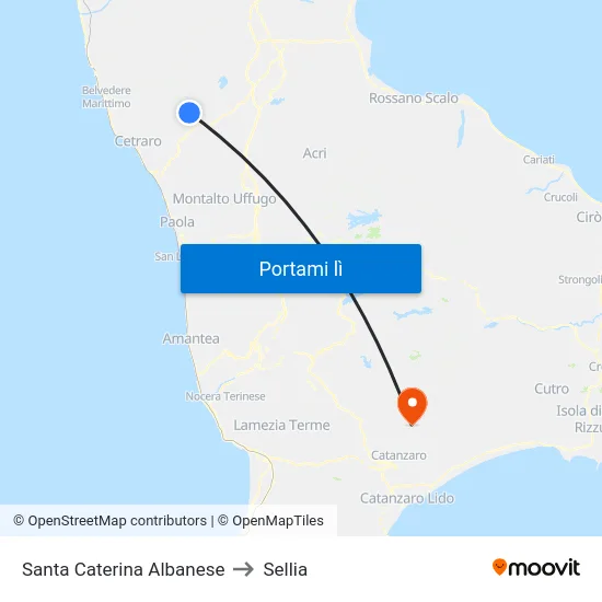 Santa Caterina Albanese to Sellia map