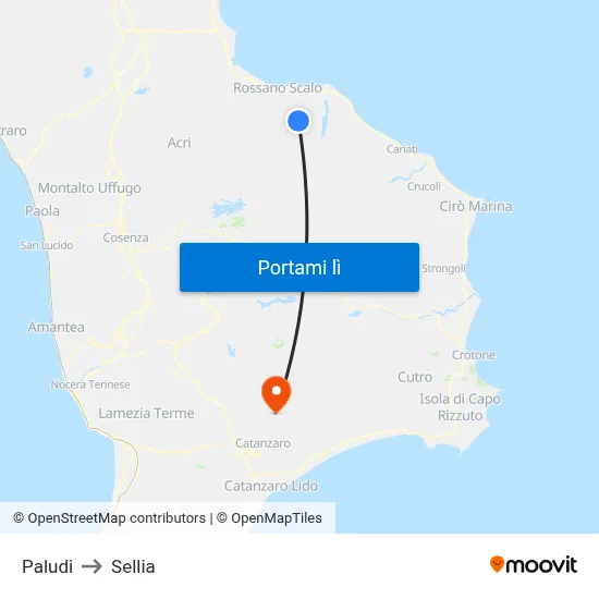 Paludi to Sellia map