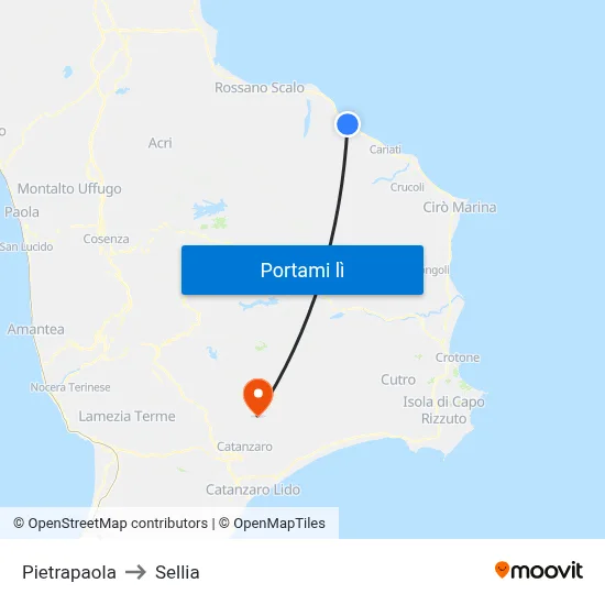 Pietrapaola to Sellia map