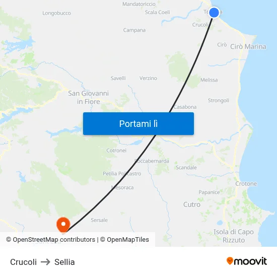 Crucoli to Sellia map