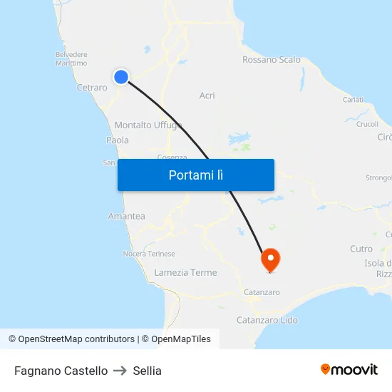 Fagnano Castello to Sellia map