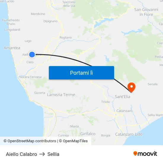 Aiello Calabro to Sellia map
