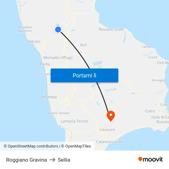 Roggiano Gravina to Sellia map