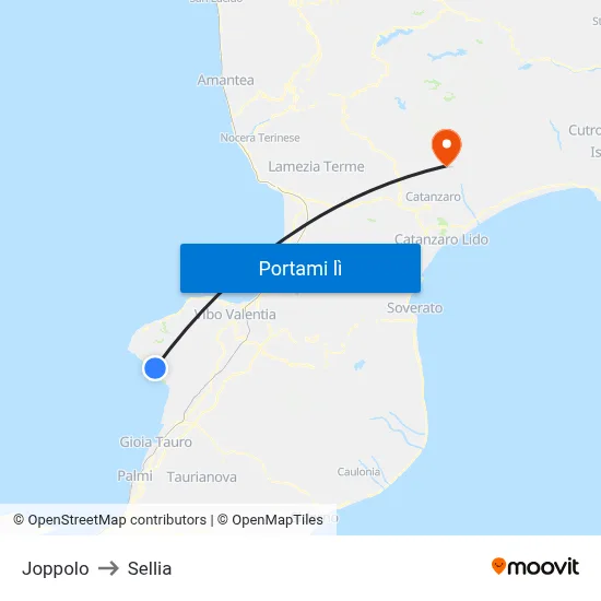 Joppolo to Sellia map
