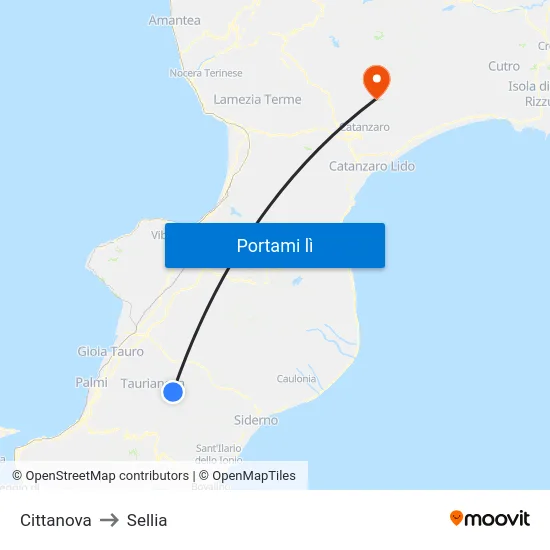 Cittanova to Sellia map