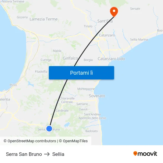 Serra San Bruno to Sellia map