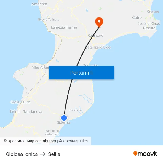 Gioiosa Ionica to Sellia map