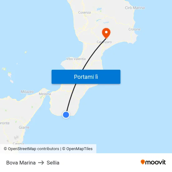 Bova Marina to Sellia map