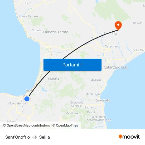 Sant'Onofrio to Sellia map