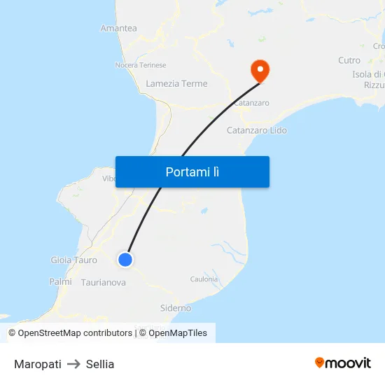 Maropati to Sellia map