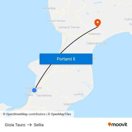 Gioia Tauro to Sellia map